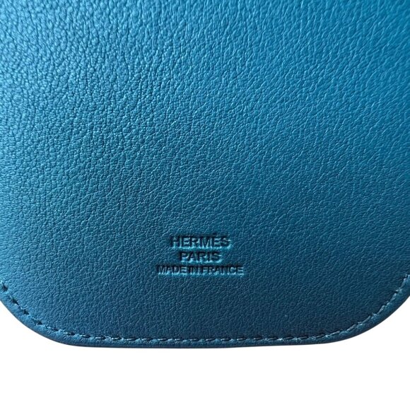 Hermes Swift Chevre Calfskin Leather Blue Credit Card Drivers License Wallet - Picture 6 of 8